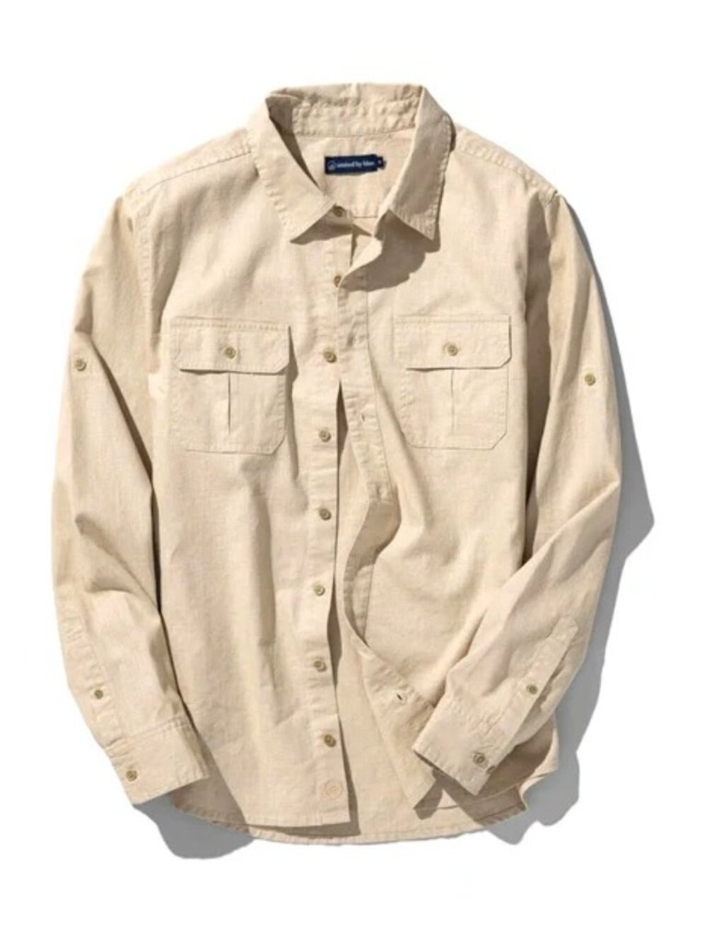 United By Blue Tan Hemp Blend Button Up With Chest Pockets/3234